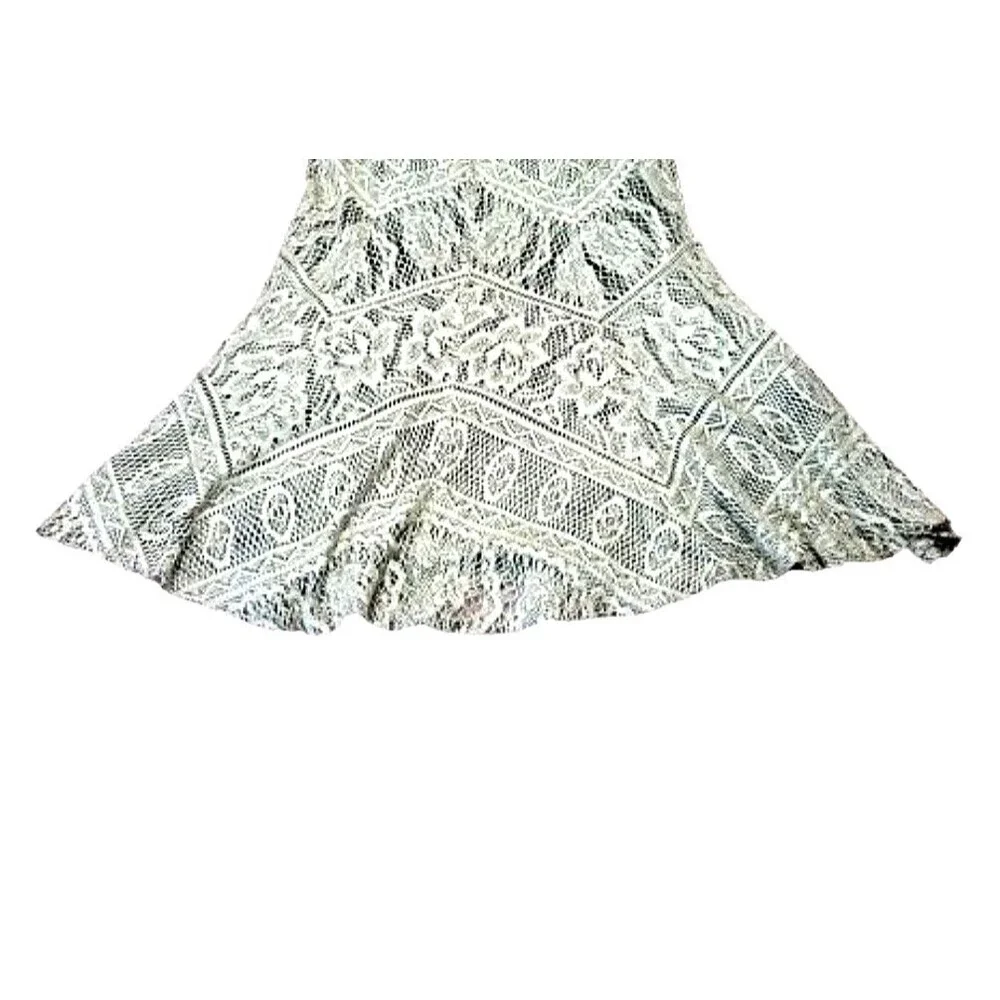 Vtg DAMIANOU Dress Gold Crochet Lace Overlay Black Sz Small Long Sparkly - Picture 5 of 10